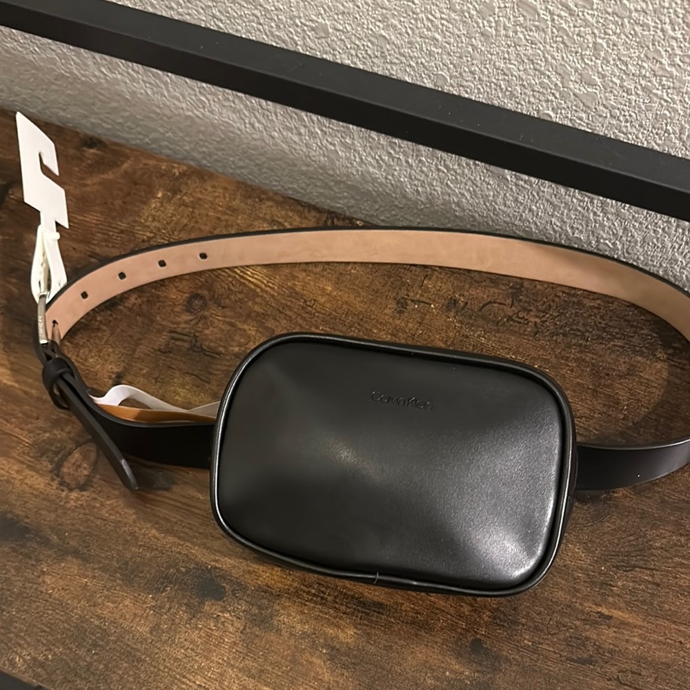 Calvin Klein Black and Tan Belt Bag
